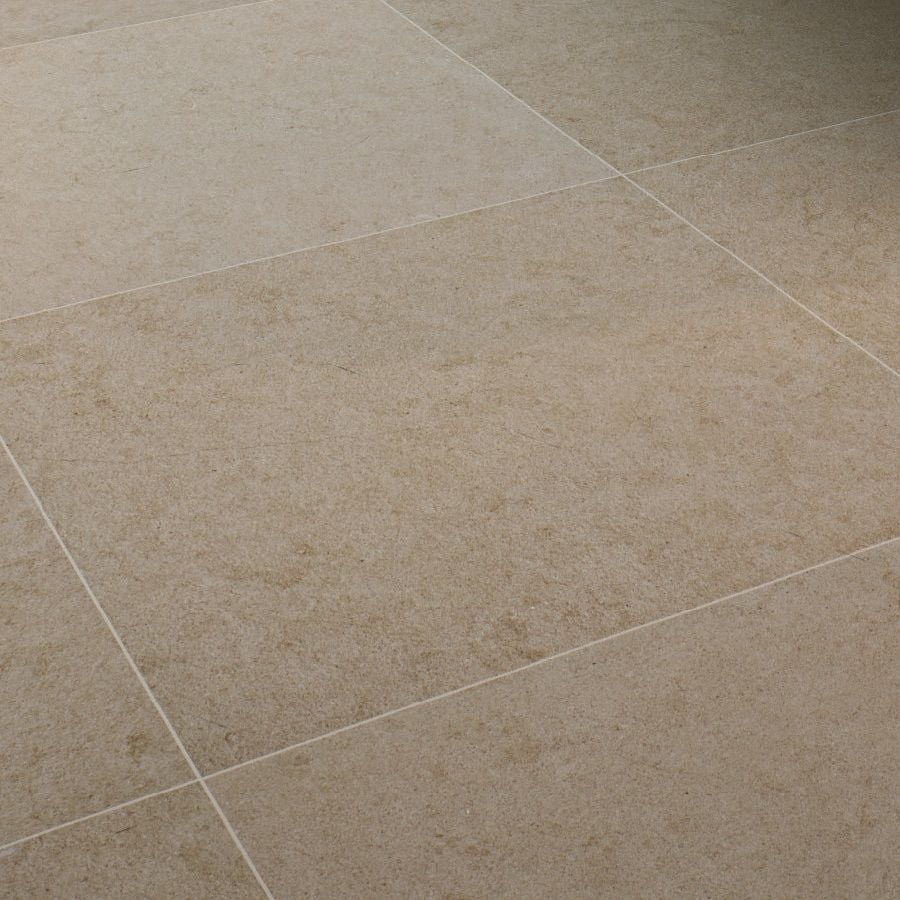 Here is a closer view of the Bradstone Mode Textured Porcelain in Beige. It has a finely grained finish to create the feel of the highest quality sandstone.